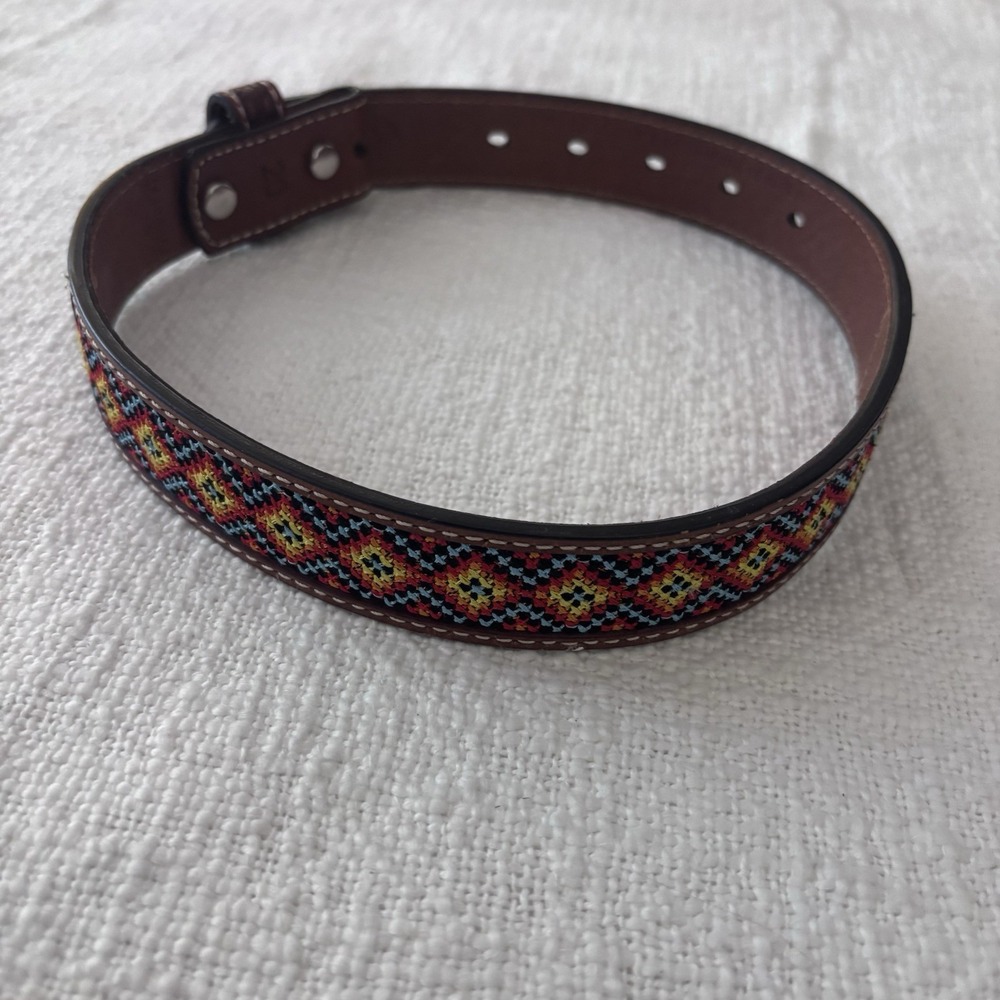 Nocona‎ Children Kids Size 20 Belt Brown Leather Blue Red Yellow Aztec Rodeo EUC
